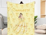 Custom Name Beauty And The Beast Disney Belle Princess Fleece Blanket. Fixed Price $40.00.