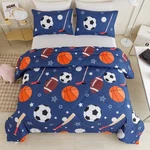 Sports Theme Bedding Set, Basketball Football Baseball Tennis Print Comforter.... Fixed Price $59.08.