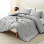 Cozylux Light Grey Queen Comforter Set, 3 Pieces Gray Solid Breathable Qui. Fixed Price $37.19.
