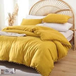 Yirddeo Yellow Comforter Queen Set 3PCS Boho Ball Pom Bedding, Aesthetic. Fixed Price $70.19.