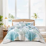 Coastal Queen Comforter Set - Soft Nautical Bedding All Seasons, 3 Pieces. Fixed Price $83.99.