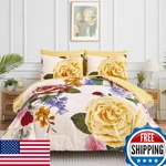 Drucon Yellow Floral Comforter Queen Size 7 Pcs Bedding Set, Bed-in-a-bag. Fixed Price $50.36.