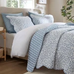 Blue Floral Summer Cottage 3PC King Quilt Set : White Cozy Romantic Chic Shabby. Fixed Price $89.45.