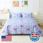 Wajade Bow Comforter 7 Piece Blue White Plaid Sets Girls Kids. Fixed Price $76.63.