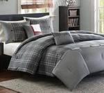 Grey Plaid Comforter Set : Daryl Modern White Slate Gray Pieced Stripe. Fixed Price $82.45.