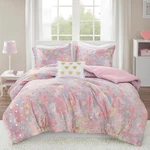 Metallic Hearts Queen Comforter Set, 4-PIECE Plush Bedding Pink/gold. Fixed Price $113.99.