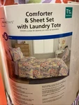 New Mainstays Comforter & Sheet Set With Laundry Tote Floral Patters Size-t/txl. Fixed Price $29.99.