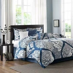 Madison Park 7 Piece Cotton Printed Comforter Set Cal King MP10-3831,INDIGO. Fixed Price $179.99.