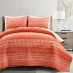 Lush Cor 3PC King Hygge Geo Reversible Oversized Cotton Quilt Set Orange. Fixed Price $32.99.
