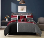 Chezmoi Collection 7-PIECE Quilted Patchwork Comforter Set, Red/gray/black, C.... Fixed Price $100.51.
