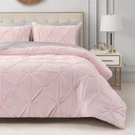 Light Pink Plush Micromink Comforter Set - 3 Piece Bedding. Fixed Price $155.99.