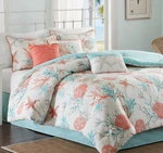Pebble Beach 6PC Queen Comforter Set : Aqua Shell Coastal Ocean Tropical. Fixed Price $129.45.