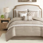 Madison Park Queen Set, Farmhouse Comforter, Taupe 7 Piece. Fixed Price $74.70.