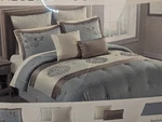 8 Pc King Comforter Set "fenimore" Fleur-de-lis Gray Blue Beige Cream. Fixed Price $143.99.