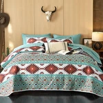 Southwestern Aztec Quilt Set, Reversible Lightweight Bedspread, 3 Pieces, King. Fixed Price $59.39.
