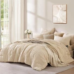 Casaagusto Full Size Comforter Set 7 Piece Beige Seersucker Bedding Bag. Fixed Price $104.98.