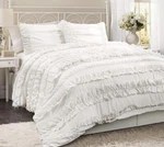 Belle Ruffles White ** Queen Comforter Set : Country Cottage Ruffled Wedding. Fixed Price $139.45.