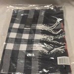 Clara Clark Striped Black White Acrylic Fringe Scarf 12X66IN RN123737. Fixed Price $7.00.