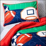 5 Pieces Circo Sports Themed Reversible Comforter + Shams Sheet Set -twin. Fixed Price $109.95.
