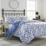 Comforter Set King Blue White Floral Reversible 7 Piece Cotton Bedding Cover. Fixed Price $212.50.