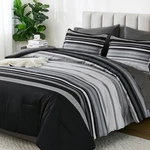 Classic Striped Comforter Set 7PCS Lightweight Microfiber All Season Bedding. Fixed Price $46.99.