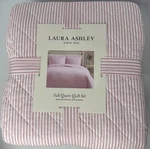 Laura Ashley Full/queen Pink Oxford Stripe Quilt/sham Set Reversible/cotton. Fixed Price $145.00.
