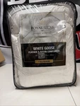 Royal Luxe Goose Over Filled Feather Down Full / Queen Comforter White. Fixed Price $90.00.