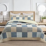 Cozy Line Tattersall Blue Tartan Plaid Patchwork Quilt Bedding Set (3 Piece). Fixed Price $84.99.