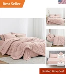 Elegant 5-PIECE Twin Comforter Set Soft Pink All-season Bedding Solution. Fixed Price $50.39.
