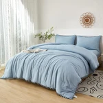 Boho Pom Queen Bed In Bag Set - Soft Blue Comforter & Sheets. Fixed Price $99.99.