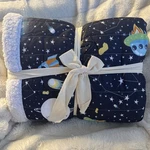 Lush Kids Sherpa Throw Universe Navy, Planets Rockets Stars 50" X 60". Fixed Price $35.00.