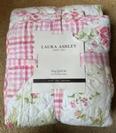Laura Ashley Floral Toile 3PC King Quilt Farmhouse Pink Gingham Shabby Chic. Fixed Price $125.00.