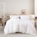 Luxlovery White Ruffle Comforter Set California King Farmhouse Boho Bedding C.... Fixed Price $115.90.