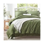 Queen Comforter Set 7 Pieces, Olive Green Seersucker Bed In Bag With Comfor.... Fixed Price $58.53.