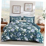 7PIECES Floral Size Comforter Set, Garden Plant Flower Style Bed King Blue. Fixed Price $37.42.