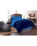 Elegant Down Alternative Reversible Comforter Set Navy & Light Blue King. Fixed Price $39.95.