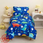 Caressma Navy Toddler Bedding Set Dinosaur 4 Pc Comforter Sheet. Fixed Price $44.99.