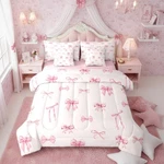 Erosebridal Pink Comforter Set 7-PIECE Cute Bowknot Twin Bedding Girls. Fixed Price $107.01.