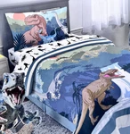 4 Pc Universal City Studios Jurassic World Twin Comforter & Sheet Set Nip. Fixed Price $118.15.