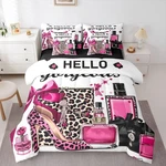 Black And Pink Leopard Print Comforter Set King Size Fashion Modern Girly B.... Fixed Price $125.12.