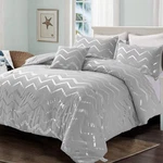Menghomeus Grey And Silver Comforter Set Queen/full Metallic Print Geometric .... Fixed Price $93.69.