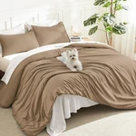 Litanika King Comforter Set 3 Piece 104X90 Taupe Solid Bedding. Fixed Price $89.99.
