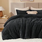 Bedelite Twin Fleece Comforter Set Black With 1 Pillow Case. Fixed Price $89.99.