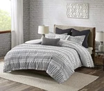 Ink+ivy Luxurious Cotton-bedding Set Full/queen, Rhea Jacquard Grey/black. Fixed Price $69.00.