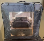 Marquis By Waterford "holland" Grey Velvet 4PC King Set Comforter, Shams &pillow. Fixed Price $109.99.