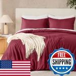 Andency Burgundy Twin Xl Size Comforter Set, 2 Pieces Boho Solid Modern Bedding. Fixed Price $58.95.