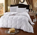 600 Fill Power-striped White Goose Down Comforter All Season 300TC. Fixed Price $194.99.