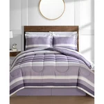 Austin Stripe Solid Reversible 8 Pcs King Comforter Set, Lavender. Fixed Price $50.00.