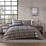 Twin Comforter Set, Reversible Microsuede, Rugged Plaid Brown - Cozy Bedding. Fixed Price $81.39.