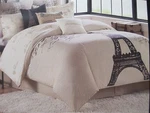 Martex 2PC Paris Eiffel Tower Stripe Cream Beige Tan Black Comforter Set - Twin. Fixed Price $99.99.